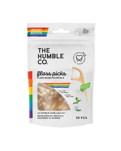 THE HUMBLE CO. DENTAL FLOSS PICKS PROUD EDITION ΜΕΣΟΔΟΝΤΙΑ ΜΕ ΔΙΠΛΟ ΝΗΜΑ ΚΑΘΑΡΙΣΜΟΥ 50ΤΜΧ