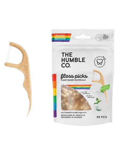THE HUMBLE CO. DENTAL FLOSS PICKS PROUD EDITION ΜΕΣΟΔΟΝΤΙΑ ΜΕ ΔΙΠΛΟ ΝΗΜΑ ΚΑΘΑΡΙΣΜΟΥ 50ΤΜΧ