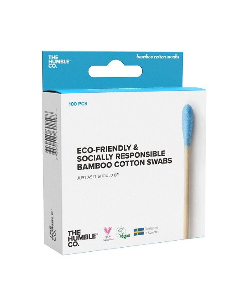 THE HUMBLE CO. COTTON SWABS NATURAL BLUE 100ΤΜΧ