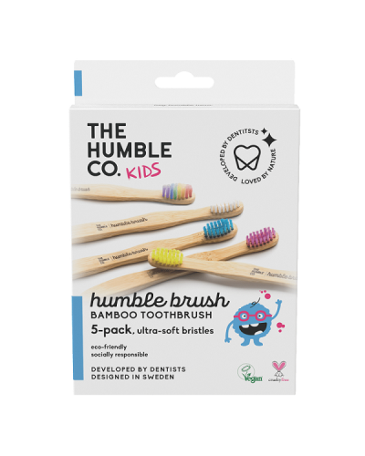 THE HUMBLE CO. KIDS HUMBLE BRUSH KIDS ULTRA SOFT ΠΑΙΔΙΚΗ ΟΔΟΝΤΟΒΟΥΡΤΣΑ ΠΟΛΥ ΜΑΛΑΚΗ ΤΡΙΧΑ ΠΑΚΕΤO ΜΕ 5 ΧΡΩΜΑΤΑ 5ΤΜΧ