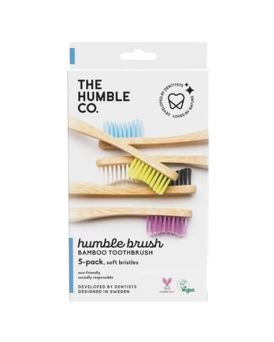 THE HUMBLE CO. HUMBLE BRUSH ΑDULT SOFT ΟΔΟΝΤΟΒΟΥΡΤΣΑ ΕΝΗΛΙΚΩΝ ΜΑΛΑΚΗ ΠΑΚΕΤO ΜΕ 5 ΧΡΩΜΑΤΑ 5ΤΜΧ