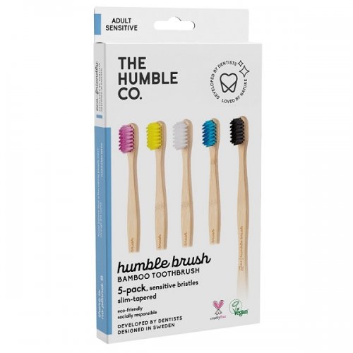 THE HUMBLE CO. HUMBLE BRUSH ΑDULT SENSITIVE ΟΔΟΝΤΟΒΟΥΡΤΣΑ ΕΝΗΛΙΚΩΝ ΓΙΑ ΕΥΑΙΣΘΗΤΑ ΟΥΛΑ-ΔΟΝΤΙΑ ΠΑΚΕΤO ΜΕ 5 ΧΡΩΜΑΤΑ 5ΤΜΧ