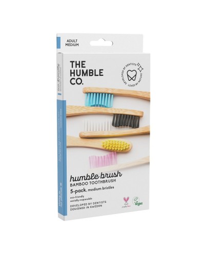 THE HUMBLE CO. HUMBLE BRUSH ΑDULT MEDIUM ΟΔΟΝΤΟΒΟΥΡΤΣΑ ΕΝΗΛΙΚΩΝ ΜΕΤΡΙΑ ΠΑΚΕΤO ΜΕ 5 ΧΡΩΜΑΤΑ 5ΤΜΧ