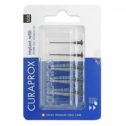 CURAPROX CPS 508 SOFT IMPLANT ΑΝΤΑΛΛΑΚΤΙΚΑ ΜΕΣΟΔΟΝΤΙΑ ΒΟΥΡΤΣΑΚΙΑ ΓΙΑ ΕΜΦΥΤΕΥΜΑΤΑ ΜΑΥΡΟ 5τμχ