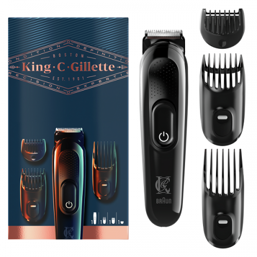 GILLETTE KING C GILL BEARD TRIMMER ΕΠΑΝΑΦΟΡΤΙΖΟΜΕΝΗ MΗΧΑΝΗ ΚΟΥΡΕΜΑΤΟΣ ΓΙΑ ΤΑ ΓΕΝΙΑ & 3 ΧΤΕΝΑΚΙΑ