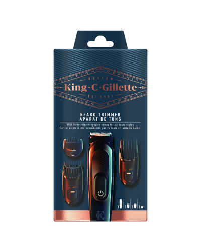 GILLETTE KING C GILL BEARD TRIMMER ΕΠΑΝΑΦΟΡΤΙΖΟΜΕΝΗ MΗΧΑΝΗ ΚΟΥΡΕΜΑΤΟΣ ΓΙΑ ΤΑ ΓΕΝΙΑ & 3 ΧΤΕΝΑΚΙΑ