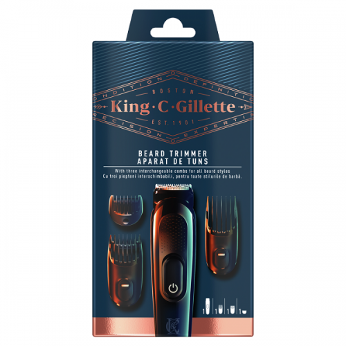 GILLETTE KING C GILL BEARD TRIMMER ΕΠΑΝΑΦΟΡΤΙΖΟΜΕΝΗ MΗΧΑΝΗ ΚΟΥΡΕΜΑΤΟΣ ΓΙΑ ΤΑ ΓΕΝΙΑ & 3 ΧΤΕΝΑΚΙΑ