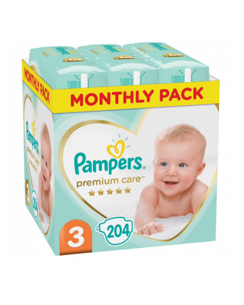 PAMPERS PREMIUM CARE Νο3 (6-10KG) 1x204 MONTHLY PACK
