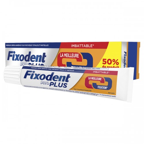 FIXODENT PRO PLUS ΣΤΕΡΕΩΤΙΚΗ ΚΡΕΜΑ ΓΙΑ ΤΕΧΝΗΤΗ ΟΔΟΝΤΟΣΤΟΙΧΙΑ (50% Επιπλέον Προϊόν) 60gr