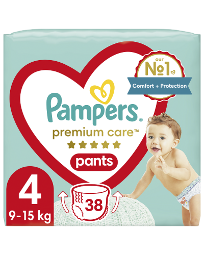 PAMPERS PREMIUM CARE PANTS No.4 (9-15Kg) 38τμχ JUMBO PACK