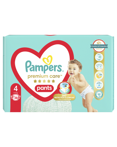 PAMPERS PREMIUM CARE PANTS No.4 (9-15Kg) 38τμχ JUMBO PACK