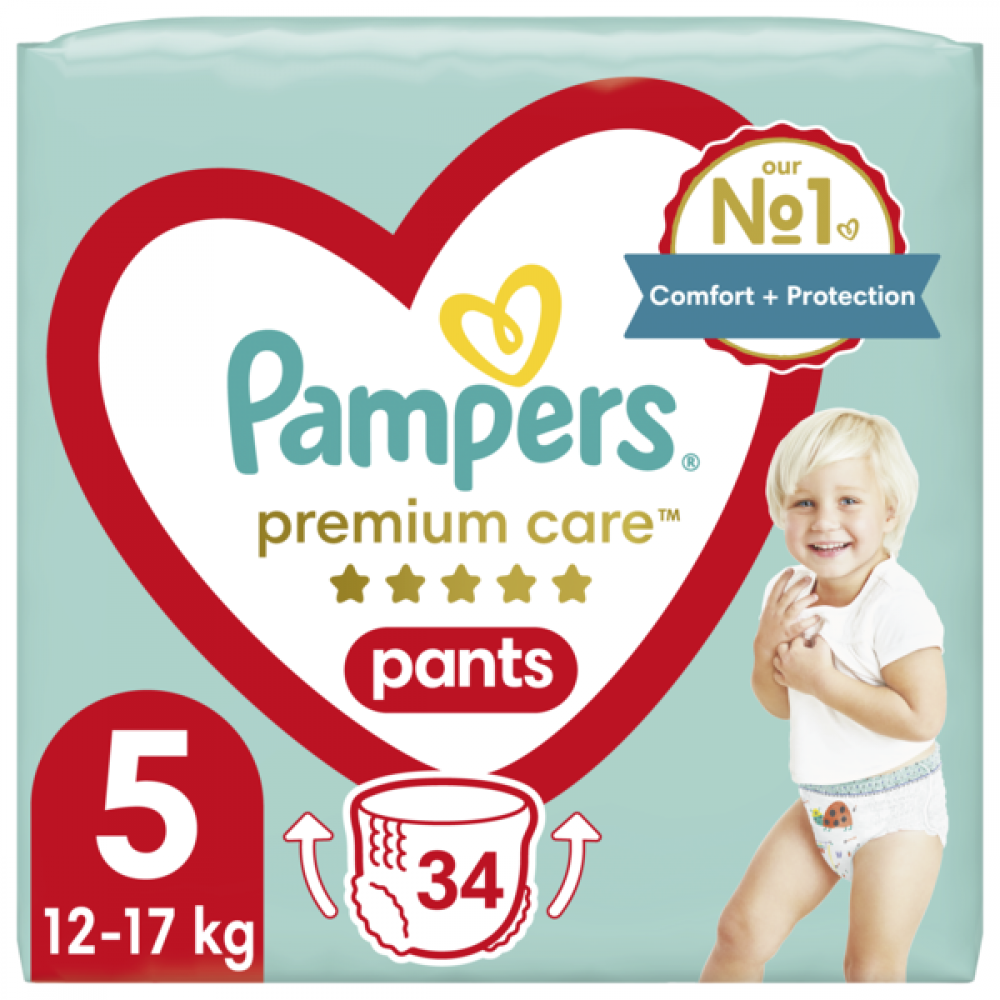 PAMPERS PREMIUM CARE PANTS ΠΑΝΕΣ-ΒΡΑΚΑΚΙ No 5 (12kg-17kg) 34τμχ