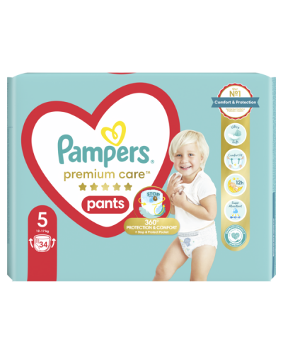 PAMPERS PREMIUM CARE PANTS No.5 (12-17 kg) 34τμχ