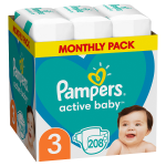 PAMPERS ACTIVE BABY No 3 (6-10KG) 208 ΠΑΝΕΣ MONTHLY PACK 
