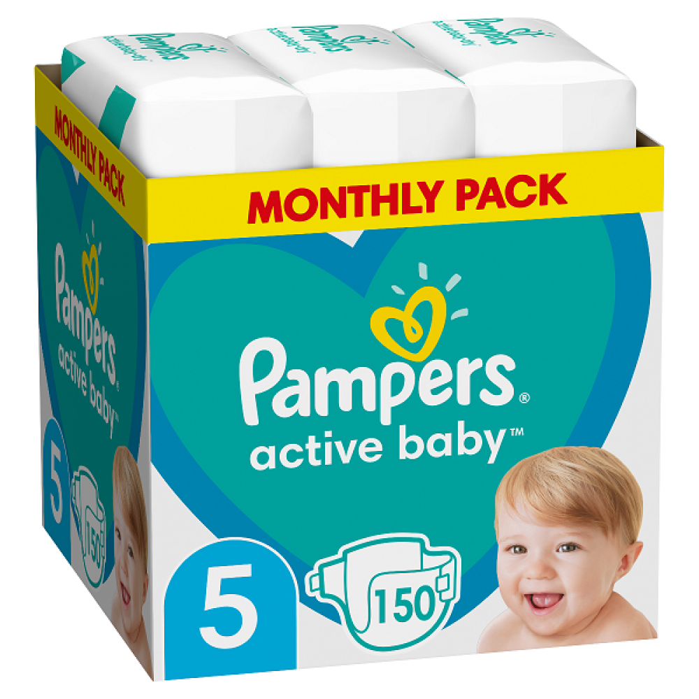 PAMPERS ACTIVE BABY ΠΑΝΕΣ No 5 (11-16kg) 150τμχ MONTHLY PACK