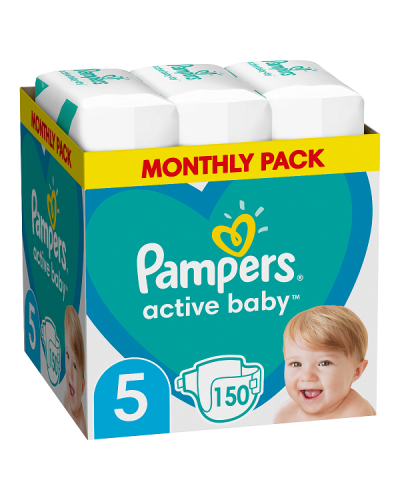 PAMPERS ACTIVE BABY No 5 (11-16KG ) 150 ΠΑΝΕΣ MONTHLY PACK 