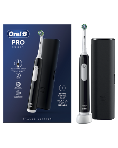 ORAL-B PRO SERIES 1 BLACK ΗΛΕΚΤΡΙΚΗ ΟΔΟΝΤΟΒΟΥΡΤΣΑ MΑΥΡΗ ΜΕ ΘΗΚΗ ΤΑΞΙΔΙΟΥ