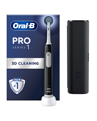 ORAL-B PRO SERIES 1 BLACK ΗΛΕΚΤΡΙΚΗ ΟΔΟΝΤΟΒΟΥΡΤΣΑ MΑΥΡΗ ΜΕ ΘΗΚΗ ΤΑΞΙΔΙΟΥ