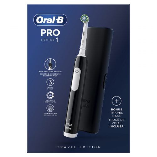 ORAL-B PRO SERIES 1 BLACK ΗΛΕΚΤΡΙΚΗ ΟΔΟΝΤΟΒΟΥΡΤΣΑ MΑΥΡΗ ΜΕ ΘΗΚΗ ΤΑΞΙΔΙΟΥ