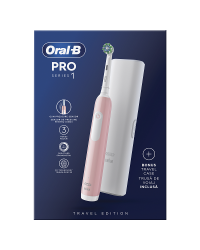 ORAL-B PRO SERIES 1 PINK ΗΛΕΚΤΡΙΚΗ ΟΔΟΝΤΟΒΟΥΡΤΣΑ ΡΟΖ ΜΕ ΘΗΚΗ ΤΑΞΙΔΙΟΥ 1τμχ