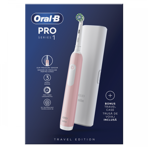 ORAL-B PRO SERIES 1 PINK ΗΛΕΚΤΡΙΚΗ ΟΔΟΝΤΟΒΟΥΡΤΣΑ ΡΟΖ ΜΕ ΘΗΚΗ ΤΑΞΙΔΙΟΥ 1τμχ