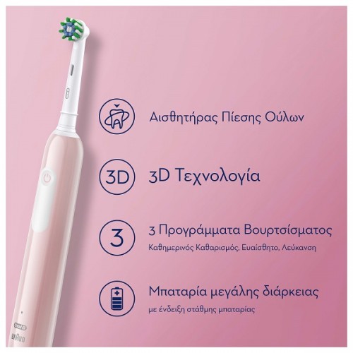 ORAL-B PRO SERIES 1 PINK ΗΛΕΚΤΡΙΚΗ ΟΔΟΝΤΟΒΟΥΡΤΣΑ ΡΟΖ ΜΕ ΘΗΚΗ ΤΑΞΙΔΙΟΥ 1τμχ