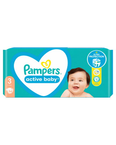 PAMPERS ACTIVE BABY No.3 (6kg-10kg) 54τμχ.