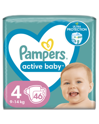PAMPERS ACTIVE BABY No.4 (9-14 kg) 46τμχ 