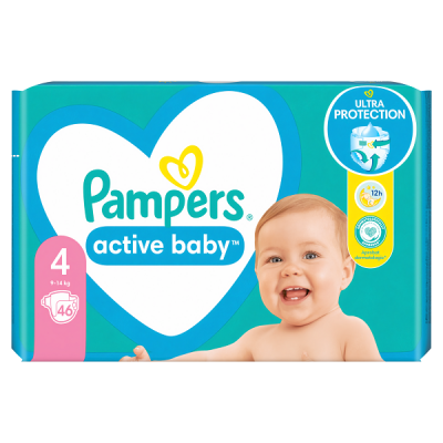 PAMPERS ACTIVE BABY No.4 (9-14 kg) 46τμχ 