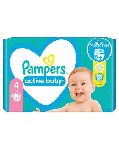 PAMPERS ACTIVE BABY No.4 (9-14 kg) 46τμχ 