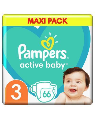 PAMPERS ACTIVE BABY No.3 (6-10Kg) 66τμχ MAXI PACK