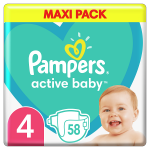PAMPERS ACTIVE BABY No.4 (9-14 kg) 58τμχ ΜΑΧΙ PACK