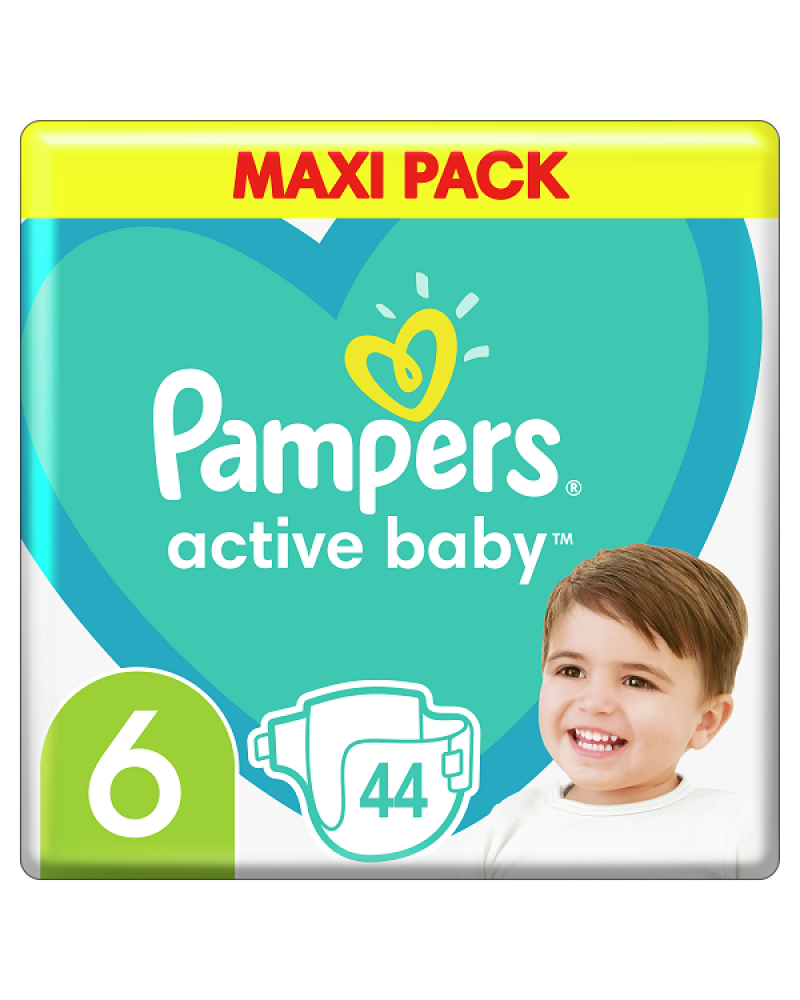 PAMPERS ACTIVE BABY No.6 (13-18 kg) 44τμχ ΜΑΧΙ PACK