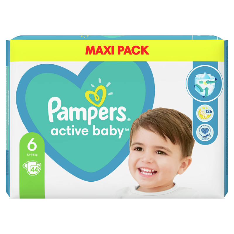 PAMPERS ACTIVE BABY No.6 (13-18 kg) 44τμχ ΜΑΧΙ PACK PAMPERS ACTIVE BABY No.6 (13-18 kg) 44τμχ ΜΑΧΙ PACK