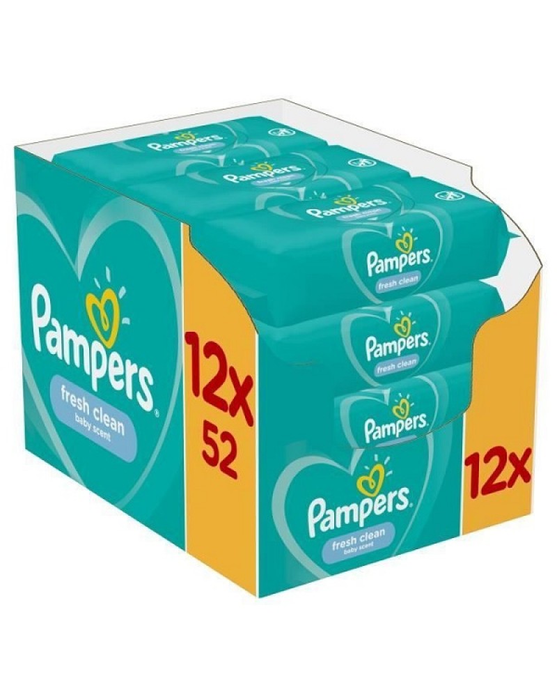 PAMPERS FRESH CLEAN ΜΩΡΟΜΑΝΤΗΛΑ 12 X 52 ΜΩΡΟΜΑΝΤΗΛΑ (624 ΤΕΜΑΧΙΑ)