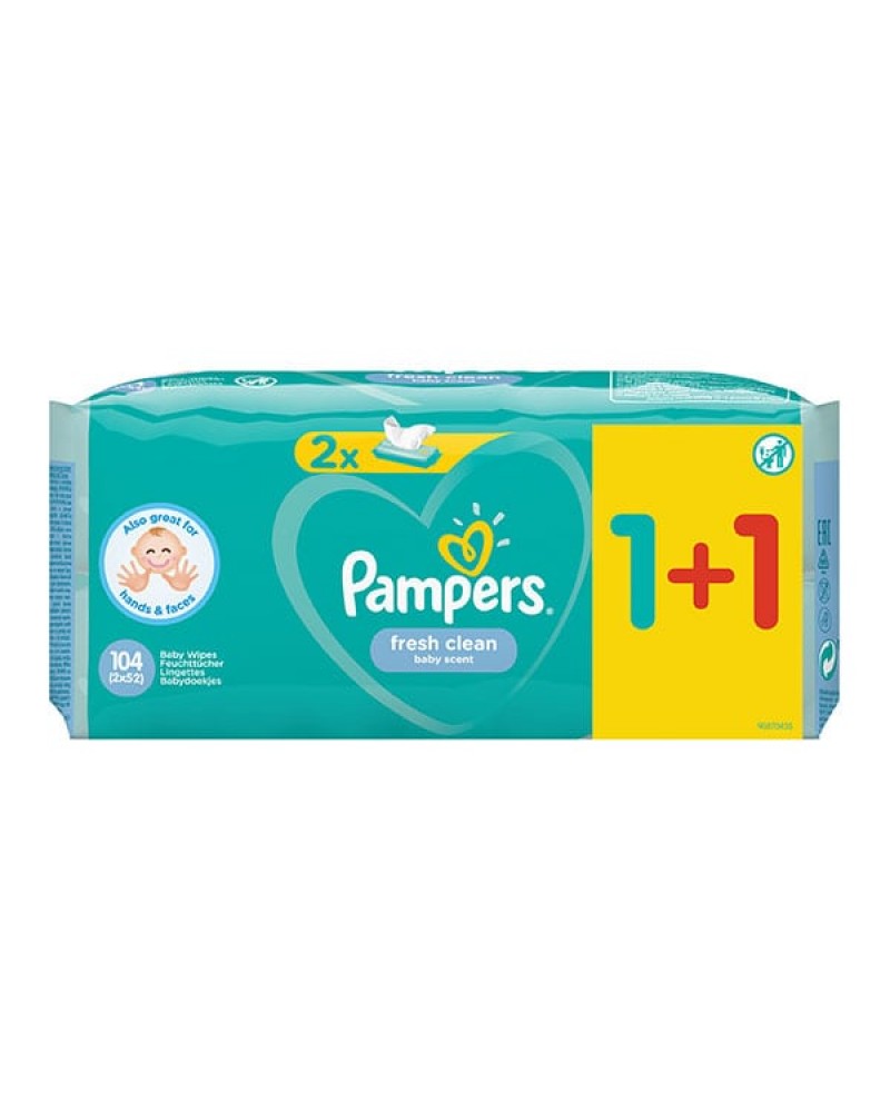 PAMPERS BABY WIPES FRESH CLEAN 2X52ΤΜΧ (1+1 ΔΩΡΟ)