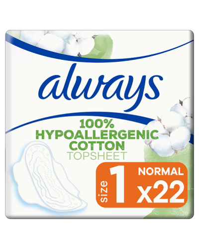 ALWAYS COTTON PROTECTION ULTRA NORMAL PADS WITH WINGS SIZE 1 22τμχ.