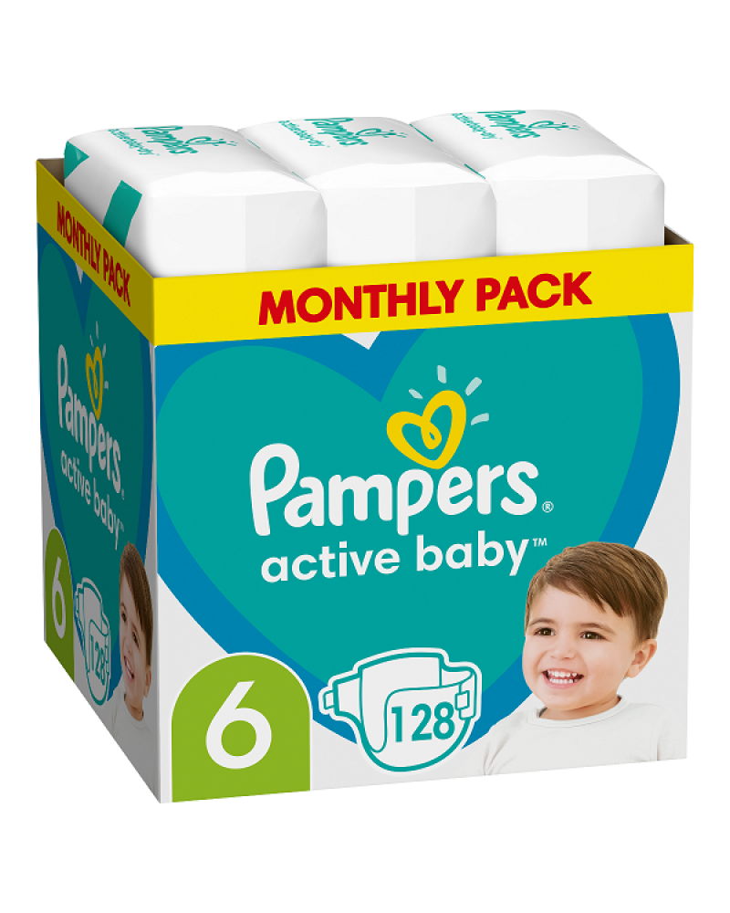 PAMPERS ACTIVE BABY No 6 (13-18KG) 128 ΠΑΝΕΣ MONTHLY PACK 