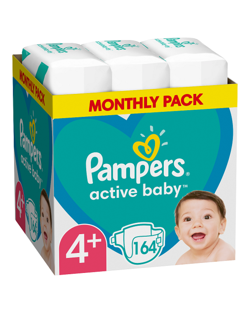 PAMPERS ACTIVE BABY No 4+ (10-15KG) 164 ΠΑΝΕΣ MONTHLY PACK 