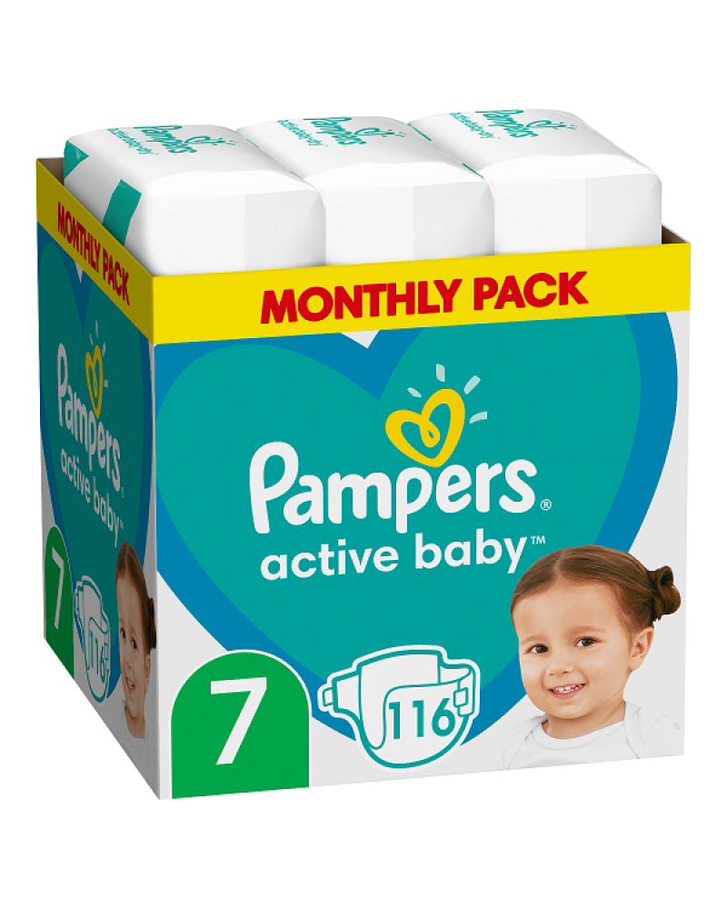 PAMPERS ACTIVE BABY No 7 (15+KG ) 116 ΠΑΝΕΣ MONTHLY PACK