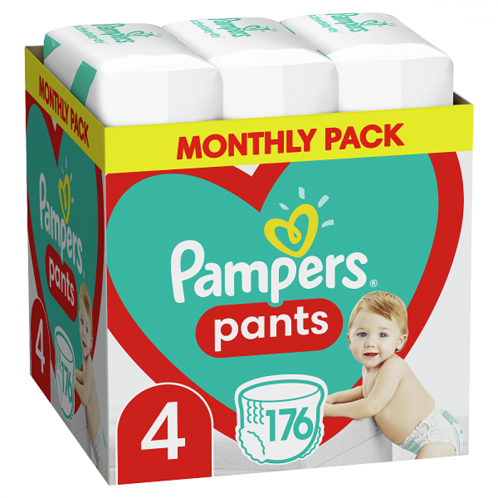 PAMPERS PANTS ΠΑΝΕΣ-ΒΡΑΚΑΚΙ Νo 4 (9kg-15kg) 176τμχ MONTHLY PACK