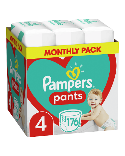 PAMPERS PANTS NO.4 MONTHLY PACK (9-15KG) 176ΤΜΧ
