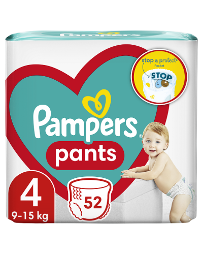 PAMPERS PANTS No 4 (9kg-15kg) 52τμχ JUMBO PACK ΜΕΧΡΙ ΕΞΑΝΤΛΗΣΕΩΣ