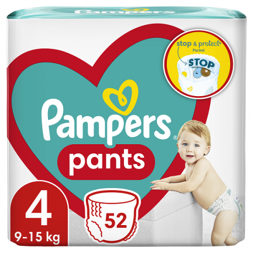 PAMPERS PANTS No 4 (9kg-15kg) 52τμχ JUMBO PACK