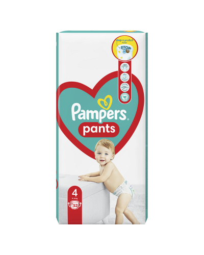 PAMPERS PANTS No 4 (9kg-15kg) 52τμχ JUMBO PACK ΜΕΧΡΙ ΕΞΑΝΤΛΗΣΕΩΣ