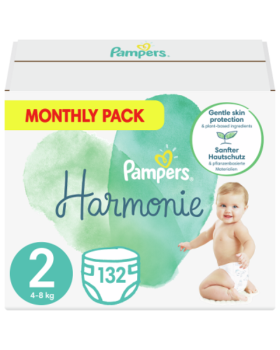 PAMPERS HARMONIE ΠΑΝΕΣ No 2 (4kg-8kg) 132 ΠΑΝΕΣ MONTHLY PACK