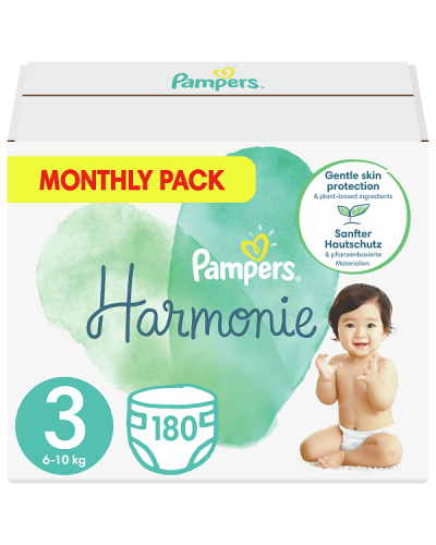 PAMPERS HARMONIE ΠΑΝΕΣ No 3 (6kg-10kg) 180 ΠΑΝΕΣ MONTHLY PACK