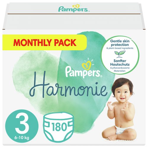 PAMPERS HARMONIE ΠΑΝΕΣ No 3 (6kg-10kg) 180 ΠΑΝΕΣ MONTHLY PACK