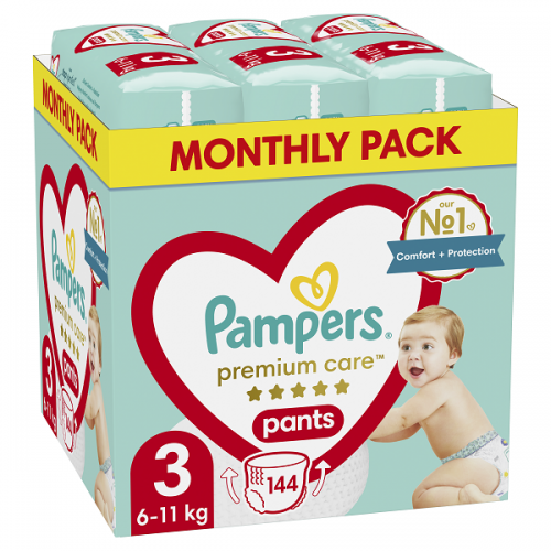 PAMPERS PREMIUM CARE PANTS ΠΑΝΕΣ-ΒΡΑΚΑΚΙ ΜΕΓΕΘΟΣ 3 (6-11KG) MONTHLY PACK 144ΤΜΧ