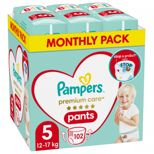 PAMPERS PREMIUM CARE PANTS ΠΑΝΕΣ-ΒΡΑΚΑΚΙ ΜΕΓΕΘΟΣ 5 (12-17KG) MONTHLY PACK 102ΤΜΧ